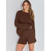 imageANRABESS Women 2 Piece Outfits Sweater Lounge Loungewear Sets 2025 Winter Cable Knit Oversized Sweaters Shorts Matching SetsDark Brown