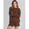 imageANRABESS Women 2 Piece Outfits Sweater Lounge Loungewear Sets 2025 Winter Cable Knit Oversized Sweaters Shorts Matching SetsDark Brown