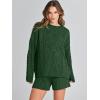 imageANRABESS Women 2 Piece Outfits Sweater Lounge Loungewear Sets 2025 Winter Cable Knit Oversized Sweaters Shorts Matching SetsDeep Green