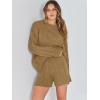 imageANRABESS Women 2 Piece Outfits Sweater Lounge Loungewear Sets 2025 Winter Cable Knit Oversized Sweaters Shorts Matching SetsKhaki