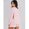 imageANRABESS Women 2 Piece Outfits Sweater Lounge Loungewear Sets 2025 Winter Cable Knit Oversized Sweaters Shorts Matching SetsPink