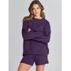 imageANRABESS Women 2 Piece Outfits Sweater Lounge Loungewear Sets 2025 Winter Cable Knit Oversized Sweaters Shorts Matching SetsPurple