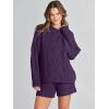 imageANRABESS Women 2 Piece Outfits Sweater Lounge Loungewear Sets 2025 Winter Cable Knit Oversized Sweaters Shorts Matching SetsPurple