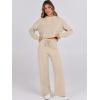 imageANRABESS Women 2 Piece Outfits Sweater Sets Loose Long Sleeve Hoodies Knit Pullover Wide Leg Pants 2025 Fall Lounge SweatsuitBeige