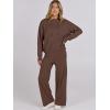 imageANRABESS Women 2 Piece Outfits Sweater Sets Loose Long Sleeve Hoodies Knit Pullover Wide Leg Pants 2025 Fall Lounge SweatsuitDeep Brown