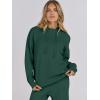 imageANRABESS Women 2 Piece Outfits Sweater Sets Loose Long Sleeve Hoodies Knit Pullover Wide Leg Pants 2025 Fall Lounge SweatsuitDeep Green