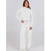 imageANRABESS Women 2 Piece Outfits Sweater Sets Loose Long Sleeve Hoodies Knit Pullover Wide Leg Pants 2025 Fall Lounge SweatsuitWhite
