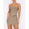imageANRABESS Women 2 Piece Skirt Sets Summer Strapless Crop Top Matching Bodycon Sexy Going Out Mini Club Dress Outfit ClothesCamel