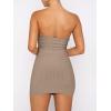 imageANRABESS Women 2 Piece Skirt Sets Summer Strapless Crop Top Matching Bodycon Sexy Going Out Mini Club Dress Outfit ClothesCamel