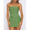 imageANRABESS Women 2 Piece Skirt Sets Summer Strapless Crop Top Matching Bodycon Sexy Going Out Mini Club Dress Outfit ClothesGreen