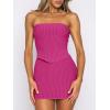imageANRABESS Women 2 Piece Skirt Sets Summer Strapless Crop Top Matching Bodycon Sexy Going Out Mini Club Dress Outfit ClothesHot Pink