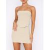 imageANRABESS Women 2 Piece Skirt Sets Summer Strapless Crop Top Matching Bodycon Sexy Going Out Mini Club Dress Outfit ClothesLight Apricot