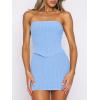 imageANRABESS Women 2 Piece Skirt Sets Summer Strapless Crop Top Matching Bodycon Sexy Going Out Mini Club Dress Outfit ClothesSky
