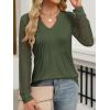 imageANRABESS Women Long Sleeve Shirts V Neck Pleated Tunic Top Business Dressy Casual Blouse 2025 Fall Fashion OutfitsArmy Green