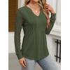imageANRABESS Women Long Sleeve Shirts V Neck Pleated Tunic Top Business Dressy Casual Blouse 2025 Fall Fashion OutfitsArmy Green