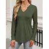 imageANRABESS Women Long Sleeve Shirts V Neck Pleated Tunic Top Business Dressy Casual Blouse 2025 Fall Fashion OutfitsArmy Green