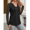 imageANRABESS Women Long Sleeve Shirts V Neck Pleated Tunic Top Business Dressy Casual Blouse 2025 Fall Fashion OutfitsBlack