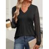imageANRABESS Women Long Sleeve Shirts V Neck Pleated Tunic Top Business Dressy Casual Blouse 2025 Fall Fashion OutfitsBlack