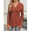 imageANRABESS Women Long Sleeve Shirts V Neck Pleated Tunic Top Business Dressy Casual Blouse 2025 Fall Fashion OutfitsBrown