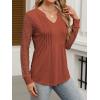 imageANRABESS Women Long Sleeve Shirts V Neck Pleated Tunic Top Business Dressy Casual Blouse 2025 Fall Fashion OutfitsBrown