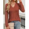 imageANRABESS Women Long Sleeve Shirts V Neck Pleated Tunic Top Business Dressy Casual Blouse 2025 Fall Fashion OutfitsBrown