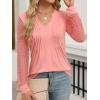 imageANRABESS Women Long Sleeve Shirts V Neck Pleated Tunic Top Business Dressy Casual Blouse 2025 Fall Fashion OutfitsCoral Pink