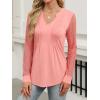 imageANRABESS Women Long Sleeve Shirts V Neck Pleated Tunic Top Business Dressy Casual Blouse 2025 Fall Fashion OutfitsCoral Pink