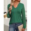 imageANRABESS Women Long Sleeve Shirts V Neck Pleated Tunic Top Business Dressy Casual Blouse 2025 Fall Fashion OutfitsGreen