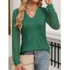 imageANRABESS Women Long Sleeve Shirts V Neck Pleated Tunic Top Business Dressy Casual Blouse 2025 Fall Fashion OutfitsGreen
