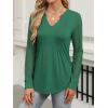 imageANRABESS Women Long Sleeve Shirts V Neck Pleated Tunic Top Business Dressy Casual Blouse 2025 Fall Fashion OutfitsGreen