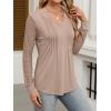 imageANRABESS Women Long Sleeve Shirts V Neck Pleated Tunic Top Business Dressy Casual Blouse 2025 Fall Fashion OutfitsKhaki