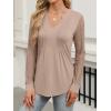 imageANRABESS Women Long Sleeve Shirts V Neck Pleated Tunic Top Business Dressy Casual Blouse 2025 Fall Fashion OutfitsKhaki