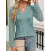 imageANRABESS Women Long Sleeve Shirts V Neck Pleated Tunic Top Business Dressy Casual Blouse 2025 Fall Fashion OutfitsLake Green