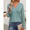 imageANRABESS Women Long Sleeve Shirts V Neck Pleated Tunic Top Business Dressy Casual Blouse 2025 Fall Fashion OutfitsLake Green