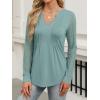 imageANRABESS Women Long Sleeve Shirts V Neck Pleated Tunic Top Business Dressy Casual Blouse 2025 Fall Fashion OutfitsLake Green
