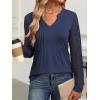 imageANRABESS Women Long Sleeve Shirts V Neck Pleated Tunic Top Business Dressy Casual Blouse 2025 Fall Fashion OutfitsNavy Blue
