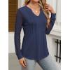 imageANRABESS Women Long Sleeve Shirts V Neck Pleated Tunic Top Business Dressy Casual Blouse 2025 Fall Fashion OutfitsNavy Blue