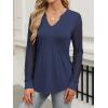 imageANRABESS Women Long Sleeve Shirts V Neck Pleated Tunic Top Business Dressy Casual Blouse 2025 Fall Fashion OutfitsNavy Blue