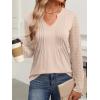 imageANRABESS Women Long Sleeve Shirts V Neck Pleated Tunic Top Business Dressy Casual Blouse 2025 Fall Fashion OutfitsOatmeal