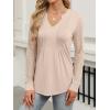 imageANRABESS Women Long Sleeve Shirts V Neck Pleated Tunic Top Business Dressy Casual Blouse 2025 Fall Fashion OutfitsOatmeal