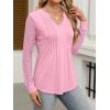 imageANRABESS Women Long Sleeve Shirts V Neck Pleated Tunic Top Business Dressy Casual Blouse 2025 Fall Fashion OutfitsPink