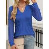 imageANRABESS Women Long Sleeve Shirts V Neck Pleated Tunic Top Business Dressy Casual Blouse 2025 Fall Fashion OutfitsRoyal Blue