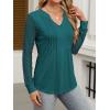imageANRABESS Women Long Sleeve Shirts V Neck Pleated Tunic Top Business Dressy Casual Blouse 2025 Fall Fashion OutfitsTeal