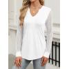 imageANRABESS Women Long Sleeve Shirts V Neck Pleated Tunic Top Business Dressy Casual Blouse 2025 Fall Fashion OutfitsWhite
