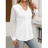imageANRABESS Women Long Sleeve Shirts V Neck Pleated Tunic Top Business Dressy Casual Blouse 2025 Fall Fashion OutfitsWhite