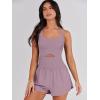 imageANRABESS Women Rompers Running Exercise Workout Set One Piece Jumpsuits Gym Yoga Outfits 2025 Summer Active Wear ClothesGrey Purple