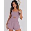 imageANRABESS Women Rompers Running Exercise Workout Set One Piece Jumpsuits Gym Yoga Outfits 2025 Summer Active Wear ClothesGrey Purple