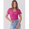 imageANRABESS Women Short Sleeve V Neck Ribbed Knit Fitted Shirts Basic Tees Tops 2025 Summer Casual TShirts Going Out OutfitsHot Pink