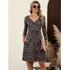 imageANRABESS Women Summer Casual 34 Sleeve V Neck Aline Knee Length Flowy Short Dresses with Pockets Black Brown Dot Large