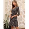 imageANRABESS Women Summer Casual 34 Sleeve V Neck Aline Knee Length Flowy Short Dresses with Pockets Black Brown Dot Large